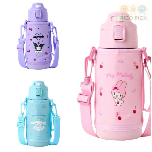 日本直送 Sanrio 三麗鷗 2WAY 不鏽鋼水壺｜兒童兩用保溫瓶附斜背水壺袋｜直飲／杯蓋水壺｜My Melody／大耳狗/庫洛米 三麗鷗水壺、兒童兩用保溫瓶、附斜背水壺袋、不鏽鋼保冷保溫水壺、直飲水壺、杯蓋水壺、My Melody 水壺、Cinnamoroll 水壺、Kuromi 水壺