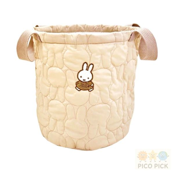 日本 Miffy 絎縫收納筒｜M/L尺寸 白色／米色｜玩偶 衣物 玩具收納籃 