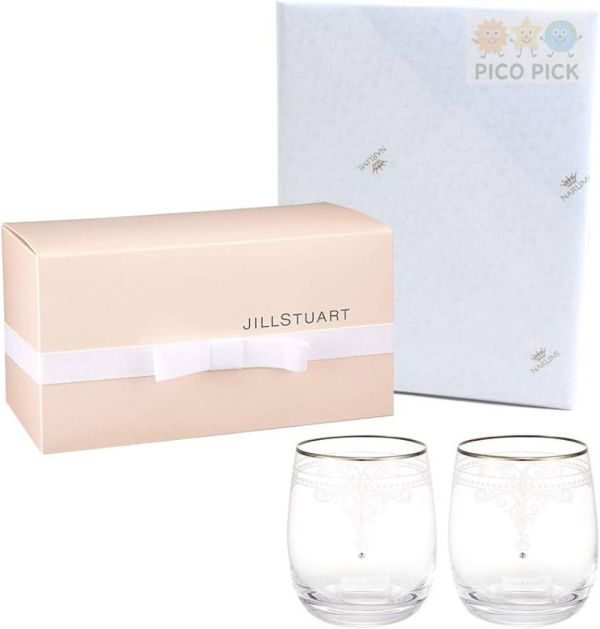 日本 日本製正版JILL STUART × NARUMI水晶玻璃對杯禮盒（紅酒杯/威士忌杯） 