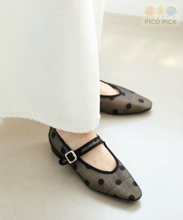 日本直送｜Le Talon 大圓點網紗瑪莉珍鞋（2色可選） 