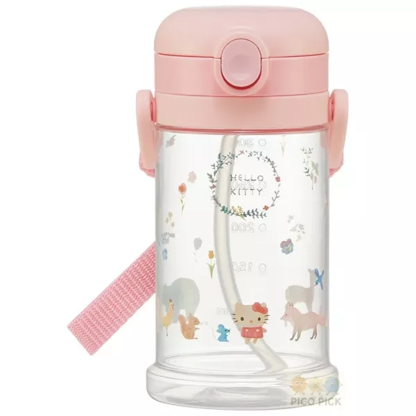 日本直送｜Hello Kitty 摺疊雙耳＋肩背帶 吸管學習杯 370ml 