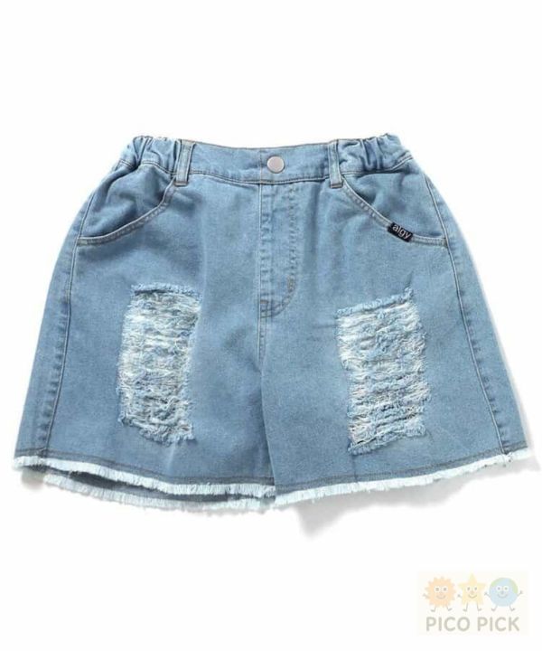 日本直送 日系品牌女童夏日涼感刷破短褲125cm-165cm 