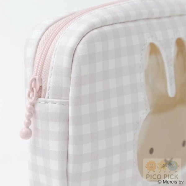 現貨 日本直送｜Miffy 米飛兔小物收納系列｜格紋平口拉鍊小物包／立體方形萬用化妝包 