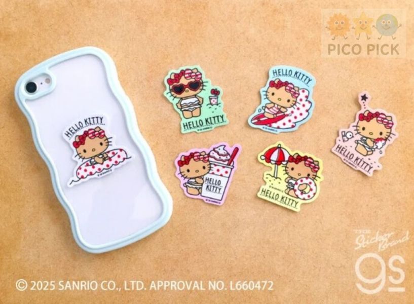 日本正版｜日燒Hello Kitty造型貼紙（2025夏季限定款）｜日曬Kitty 單款／整組販售 
