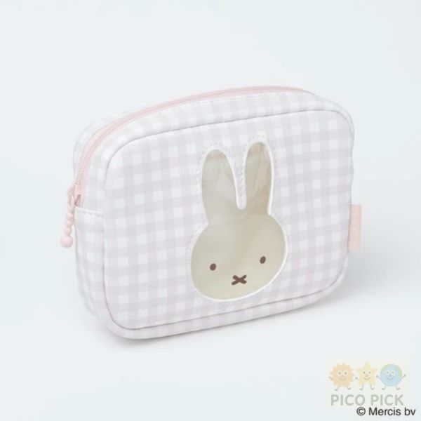 現貨 日本直送｜Miffy 米飛兔小物收納系列｜格紋平口拉鍊小物包／立體方形萬用化妝包 