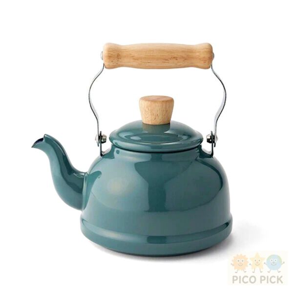 日本FUJIHORO 富士琺瑯 琺瑯手沖壺｜奶茶粉／霧灰／白色／墨綠｜直火可用｜木柄設計｜可愛廚房用品 