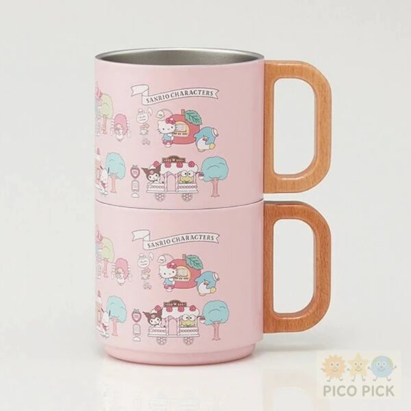 日本 直送 skater 雙層真空不鏽鋼保溫杯 不鏽鋼馬克杯 疊疊杯 木柄水杯 350ml 