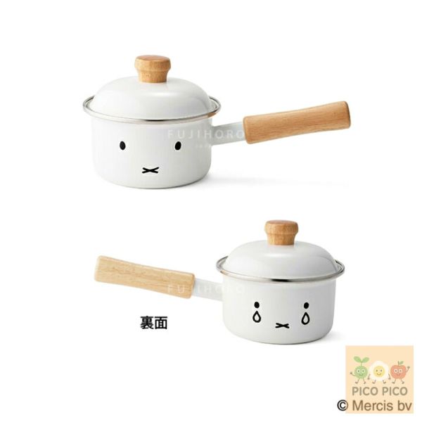 日本直送｜富士琺瑯 FUJIHORO × Miffy & Boris Face 白色琺瑯系列｜牛奶鍋／雙耳鍋／附蓋醬汁鍋 