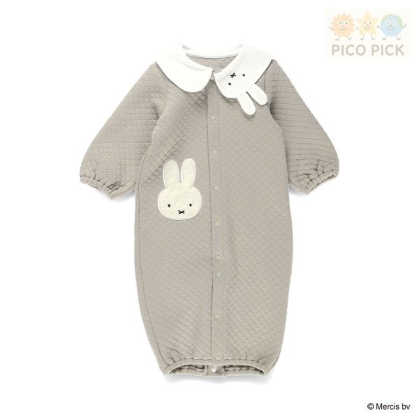 日本｜Branshes × 米飛兔 MIFFY 2WAY拼接被子連身衣 粉紅/米灰｜寶寶長袖連身服 均碼 Branshes 米飛兔 連身衣、2WAY 睡袍、日本嬰兒服飾、米飛兔寶寶衣、日本童裝代購
