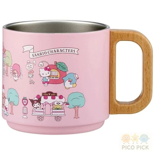 日本 直送 skater 雙層真空不鏽鋼保溫杯 不鏽鋼馬克杯 疊疊杯 木柄水杯 350ml 