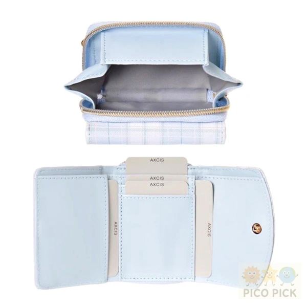 AXCIS Coboca+ 山雀造型迷你短夾｜山雀 毛球吊飾｜零錢包 錢包 短夾 皮夾 格紋 