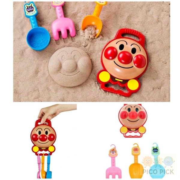 日本 正版麵包超人 沙灘玩具組 沙子模具玩具 戲沙工具組 