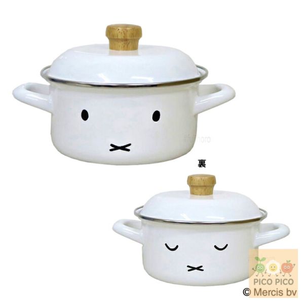 日本直送｜富士琺瑯 FUJIHORO × Miffy & Boris Face 白色琺瑯系列｜牛奶鍋／雙耳鍋／附蓋醬汁鍋 