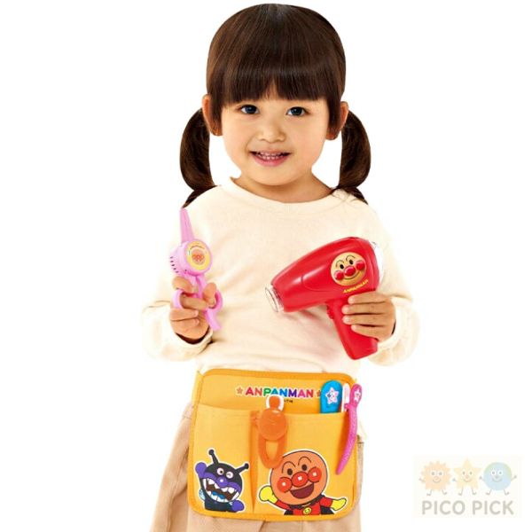 日本正版Anpanman麵包超人 美髮造型組｜吹風機 × 造型腰包 × 剪刀音效互動 