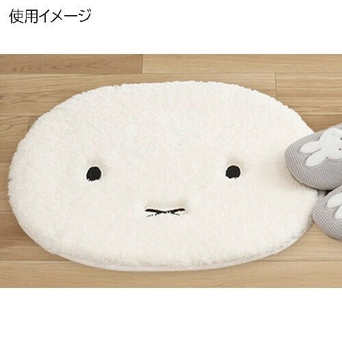 日本｜正版Miffy 米飛臉型蓬鬆地墊 40×50cm｜浴室/玄關/居家地墊 