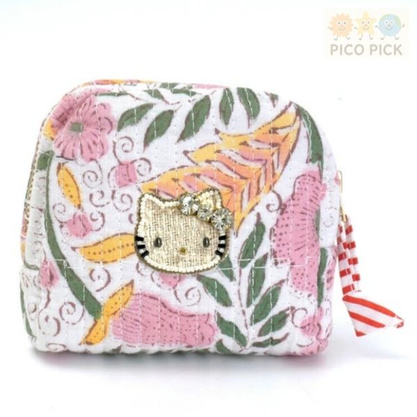 日本手工精緻珠繡｜Hello Kitty × MAYGLOBE 品牌聯名刺繡包（立體收納包／化妝包） 