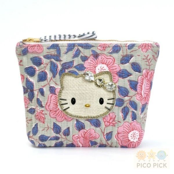 日本手工精緻珠繡｜Hello Kitty × MAYGLOBE 品牌聯名刺繡包（立體收納包／化妝包） 