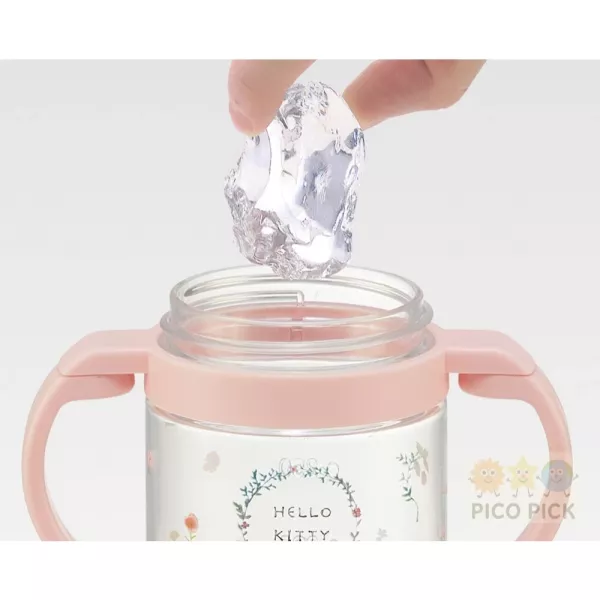 日本直送｜Hello Kitty 摺疊雙耳＋肩背帶 吸管學習杯 370ml 