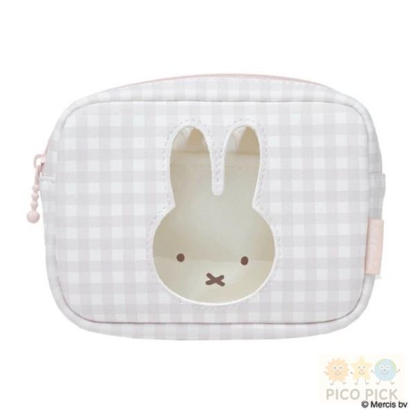 現貨 日本直送｜Miffy 米飛兔小物收納系列｜格紋平口拉鍊小物包／立體方形萬用化妝包 