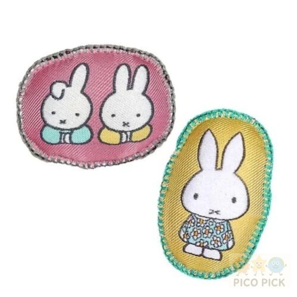 日本 直送 《米菲兔 Miffy》可愛刺繡布章 2入組（粉紅雙人款／黃色花洋裝款） 