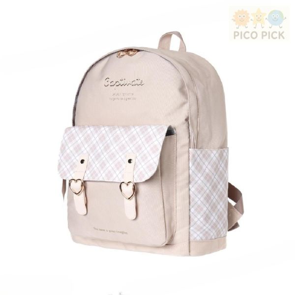 日本正版｜Coboca+格紋愛心腰帶蝴蝶結 後背包｜聚酯纖維 17L 大容量 學生書包 休閒背包 