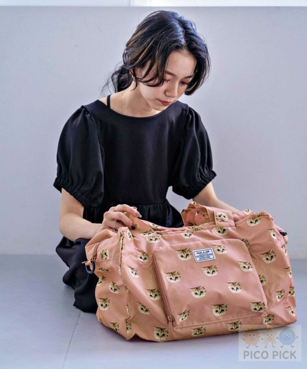 日本｜PAUL & JOE 貓咪印花旅行波士頓包｜可肩背可斜背｜33L大容量輕量旅行袋 