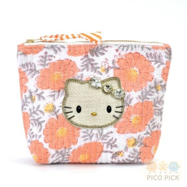 日本手工精緻珠繡｜Hello Kitty × MAYGLOBE 品牌聯名刺繡包（立體收納包／化妝包） 