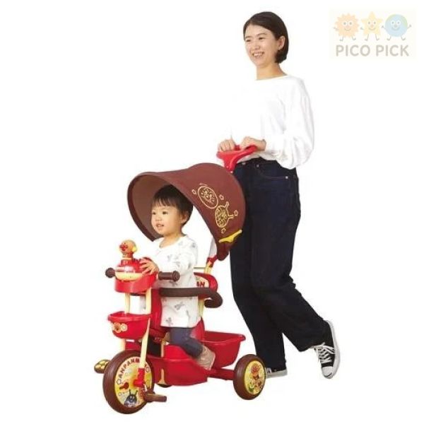 日本直送｜日本正版ANPANMAN 麵包超人 三輪車（附安全護欄・推桿・遮陽棚） 