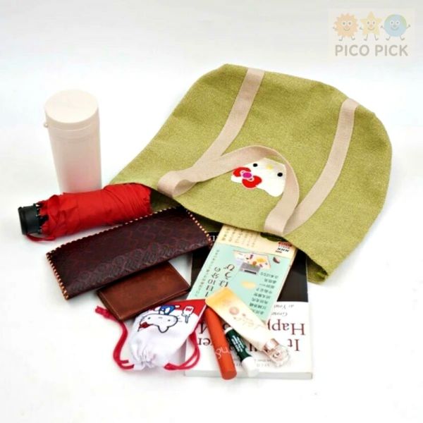 日本直送 Hello Kitty × MAYGLOBE 手工刺繡托特包｜大容量手提袋｜購物袋 Hello Kitty 托特包｜Hello Kitty 手提袋｜Hello Kitty 購物袋｜Sanrio正版｜MAYGLOBE 聯名｜大容量手提包