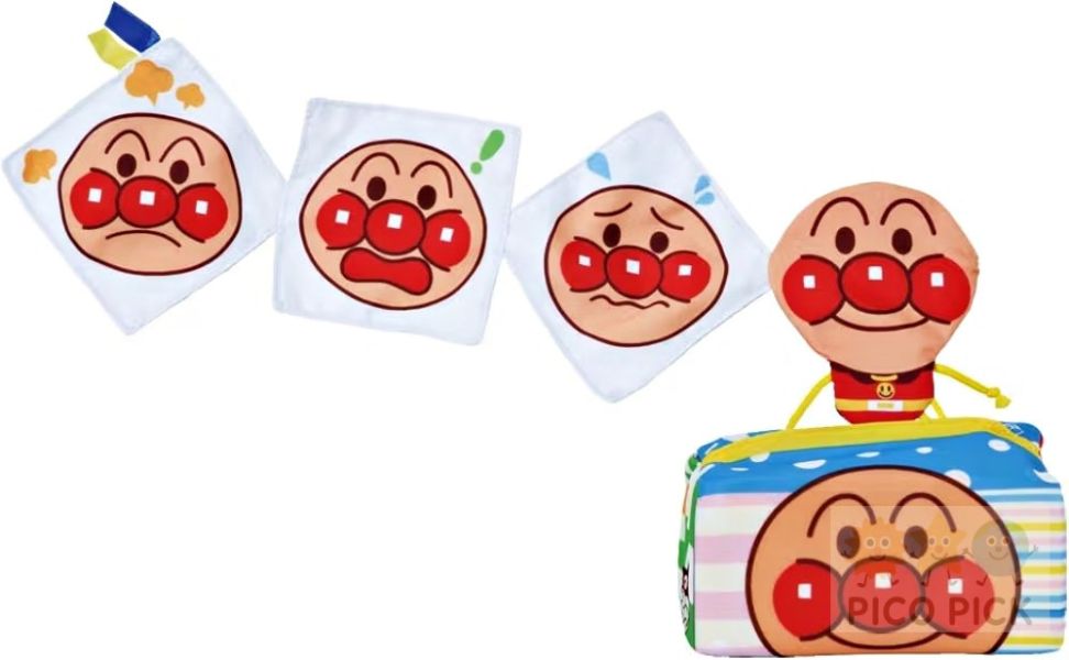日本 麵包超人 表情抽取布安撫玩具｜抽抽樂布巾｜寶寶感官啟蒙玩具 