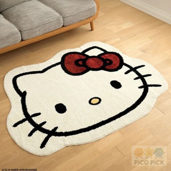 日本三麗鷗 Hello Kitty 大臉造型地墊｜大型臥室地毯 客廳地墊 