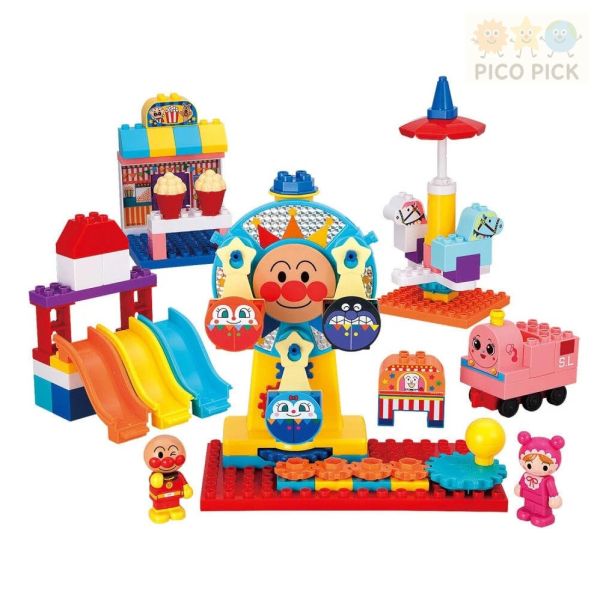 日本正版 Anpanman 麵包超人 旋轉積木摩天輪遊園地組 
