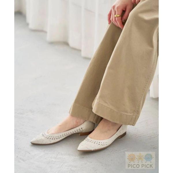 日本 直送Le Talon 編織尖頭平底鞋（黑／奶白/金屬色） Le Talon全系列代購 