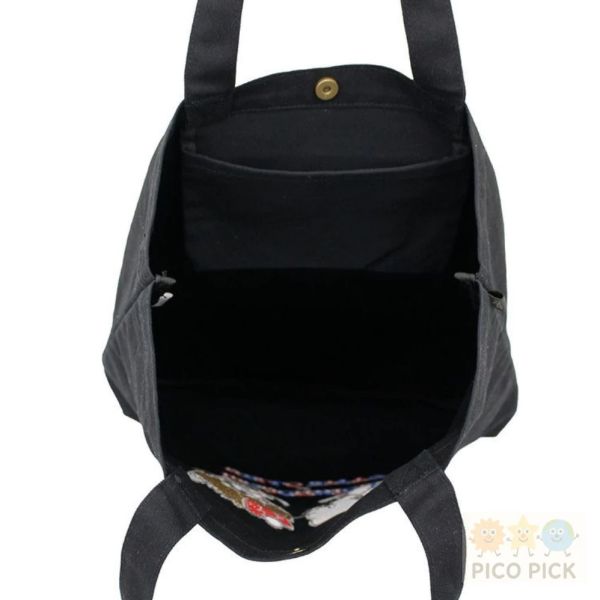 日本【Monchichi × Hello Kitty 聯名刺繡托特包 / 刺繡托特包小提袋】黑色A4手提袋 