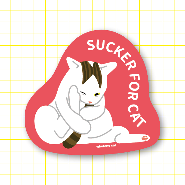 胡同貼紙-Sucker for cat 胡同, 胡同貼紙, 插畫貼紙, 防水貼紙, 手工貼紙, 可愛貼紙, 貓咪貼紙, 原創設計貼紙, 台灣插畫品牌, 行李箱貼紙, 水壺貼紙, 筆電貼紙, 卡通貼紙, 文創小物