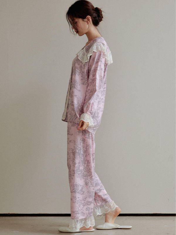 LUNALUZ  奢華朱伊紋莫代爾棉 睡衣套裝 