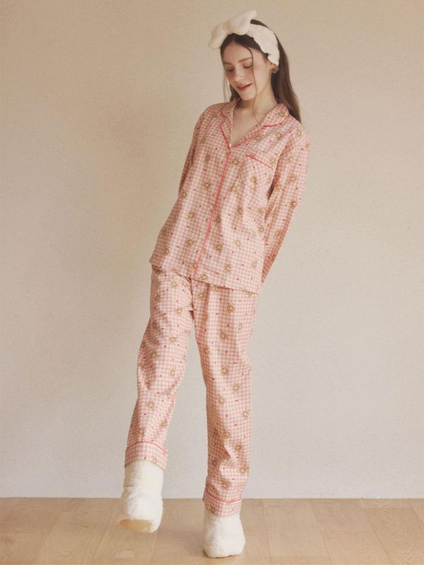 LUNALUZ  格紋熊語睡衣套裝 