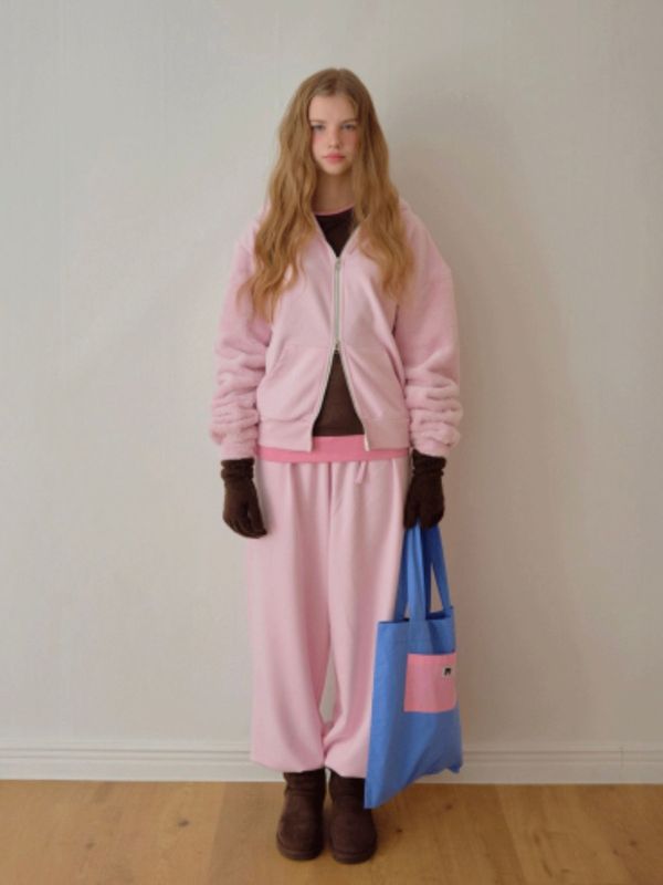 MMOM 家居服休閒長褲｜奶霧粉 