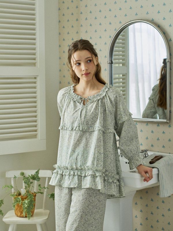 ULLALA  春款淡色花園 睡衣套裝｜薄荷綠 26S 