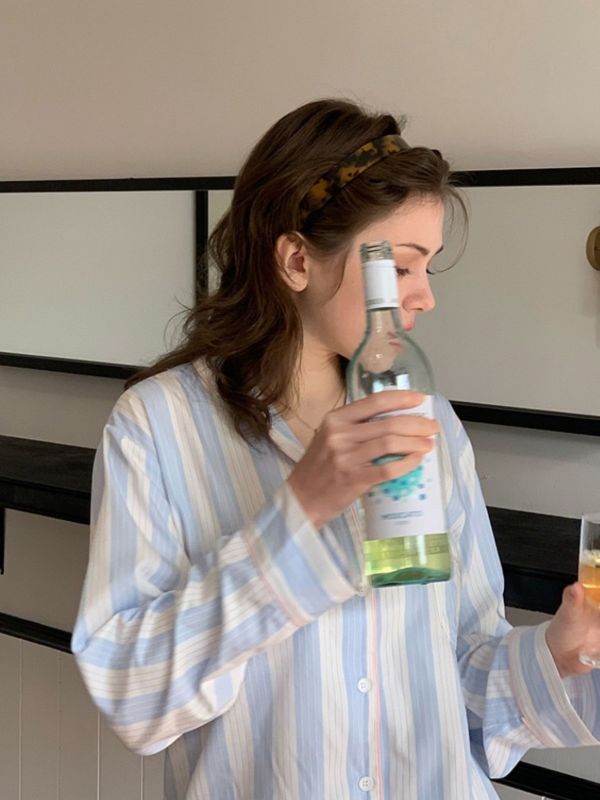 VIVIHOME 韓國莫代爾自由粉藍睡衣套裝｜午夜巴黎系列 