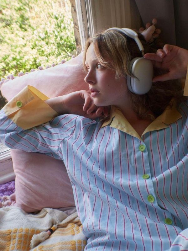 MMOM Sky Green 條紋睡衣套裝｜60支棉 