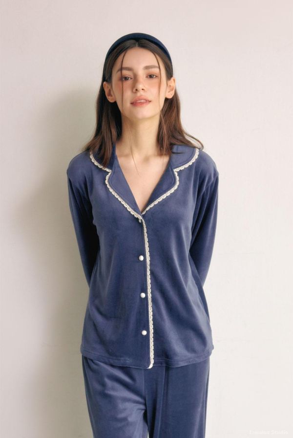 LUNALUZ 絲絨蕾絲睡衣套裝 