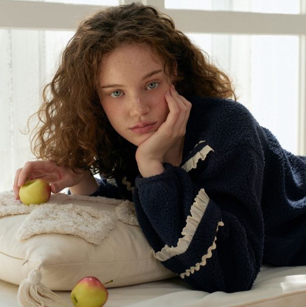 ULLALA冬夜藍調珊瑚絨睡衣套裝 