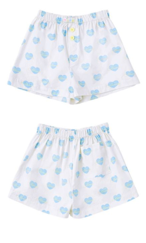 MMOM 藍色愛心印花短褲 