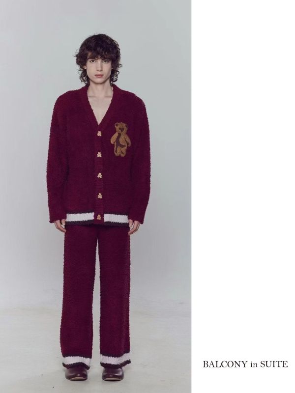 BALCONY 泰迪熊刺繡毛絨男款家居服 