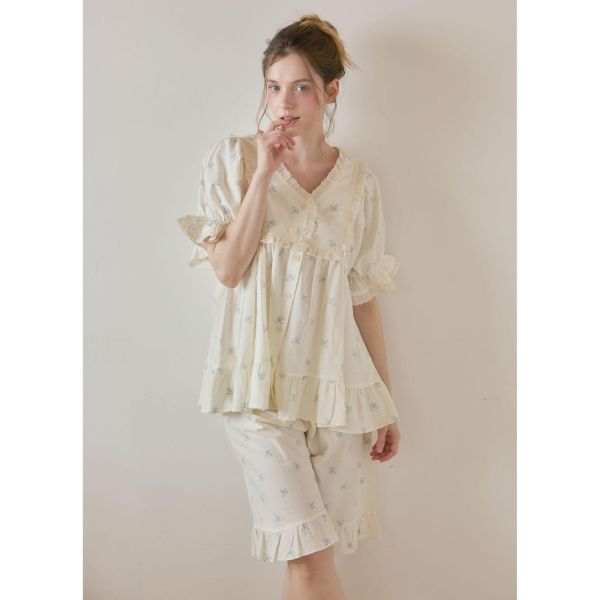 LUNALUZ 靜謐棉感 奶霧白睡衣｜版型寬鬆　26S 