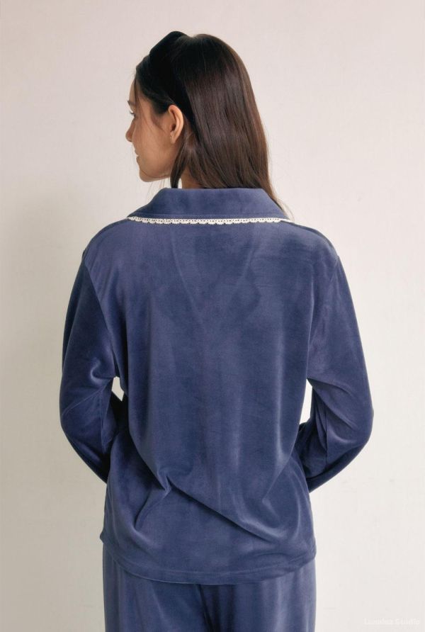 LUNALUZ 絲絨蕾絲睡衣套裝 