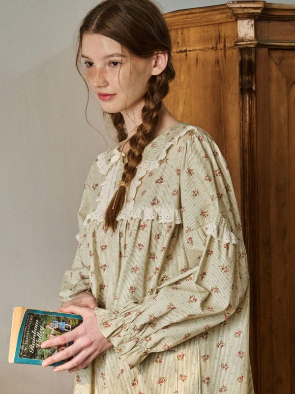 ULLALA  紅髮安妮睡衣洋裝｜新芽綠  26S 