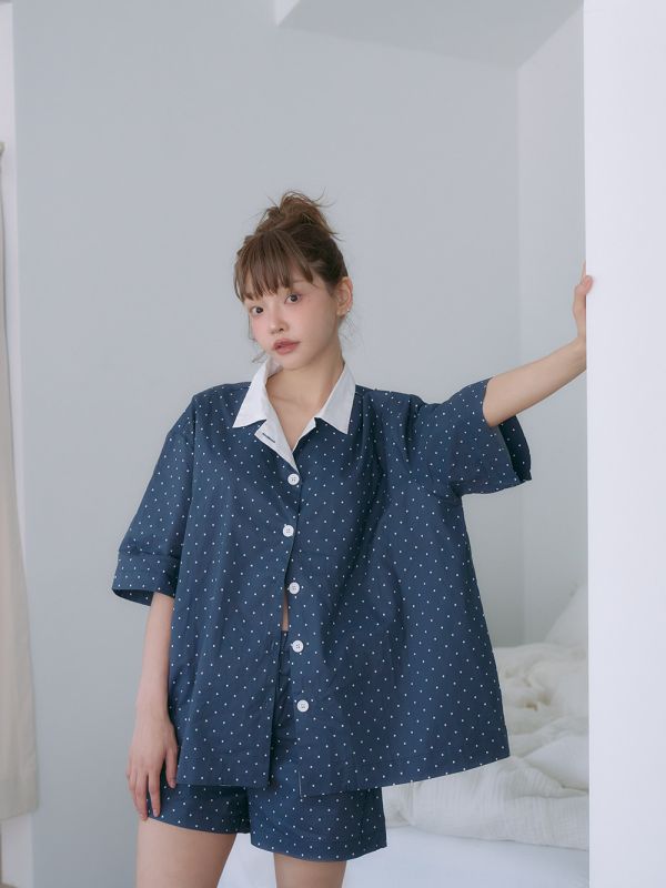 MMOM 園點短褲 海軍藍 