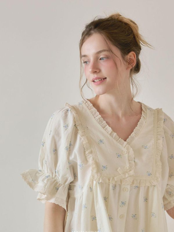 LUNALUZ 靜謐棉感 奶霧白睡衣｜版型寬鬆　26S 